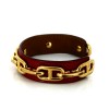 Bracelet Hermès en cuir de lézard et plaqué or