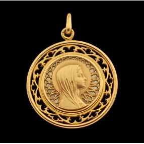 Médaille Vierge en Or et nacre