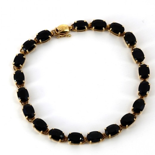 Bracelet pierres noires en or jaune