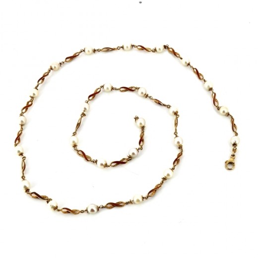 Collier Sautoir En Perles De Culture Baroques - 100 Cm - Plaqué Or Jaune - Fait Main En France