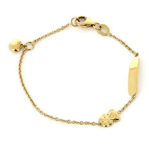 bracelet en or jaune ourson et coeur