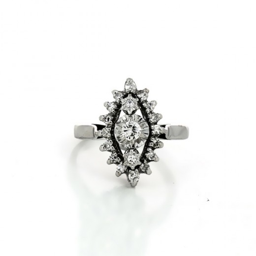 Bague Marquise en or blanc avec diamants