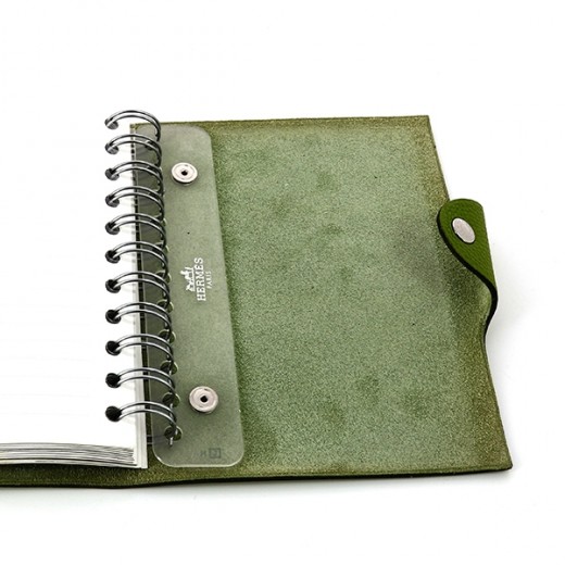 Cahier Hermès Ulysse PM en Veau Togo vert anis