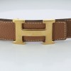 Ceinture Hermès H en cuir noir/ gold