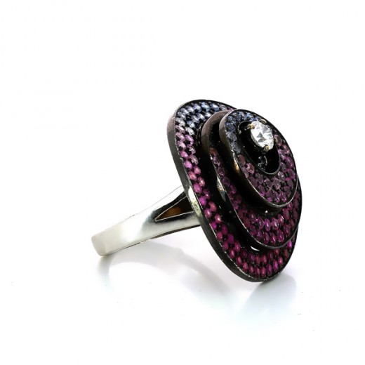 bague degradée de pierre et diamant