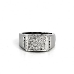 Bague pavage diamants or blanc