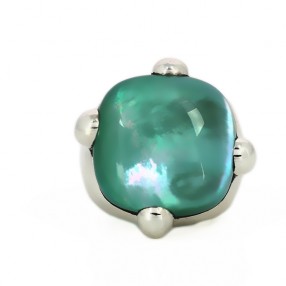 Bague Pomellato 67 en argent et agate teintée verte