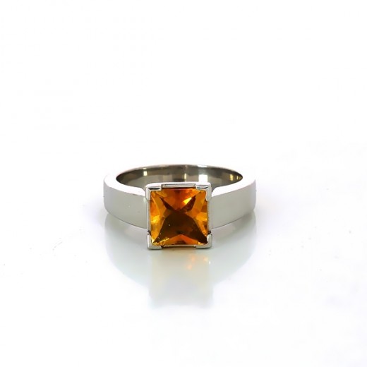 Bague or blanc pierre orange