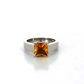 Bague or blanc pierre orange