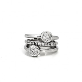 Bague diamants or blanc