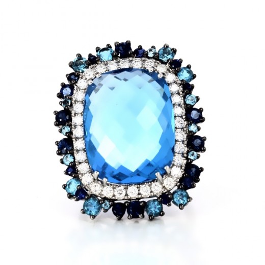 Bague pierre bleue