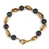 Bracelet perles grise et or