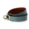 Bracelet Hermès Kelly Double tour en cuir bleu gris