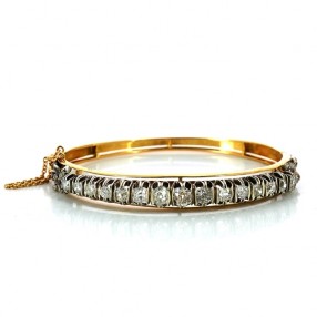 Bracelet rigide or et diamants