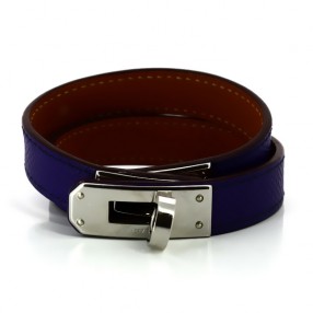 Bracelet Hermès Kelly Double tour en cuir violet