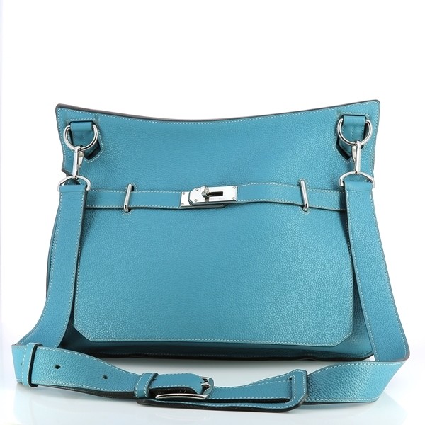Sac Hermès Jypsière GM 35 en cuir taurillon clémence bleu