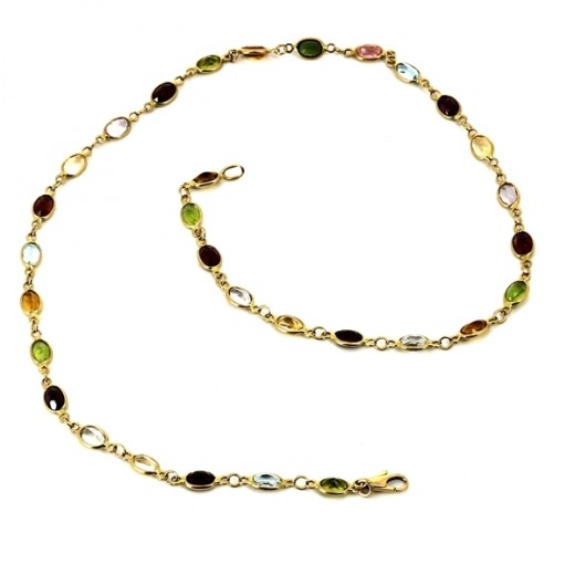 Collier En Or Jaune 18k Avec Pierres Colorées OmniaOro - Neuf Avec étiquettes