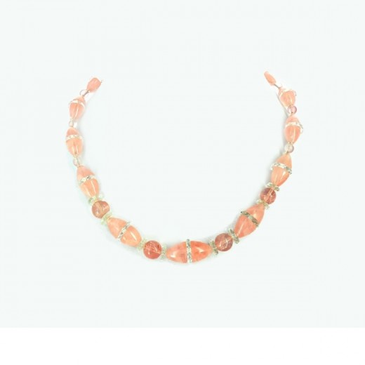 collier en quartz rose