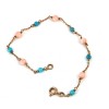 Bracelet avec perles bleues et roses