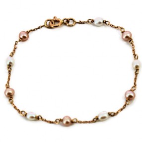 Bracelet perles roses et blanches