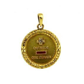 Médaille d'amour ancienne rubis diamants