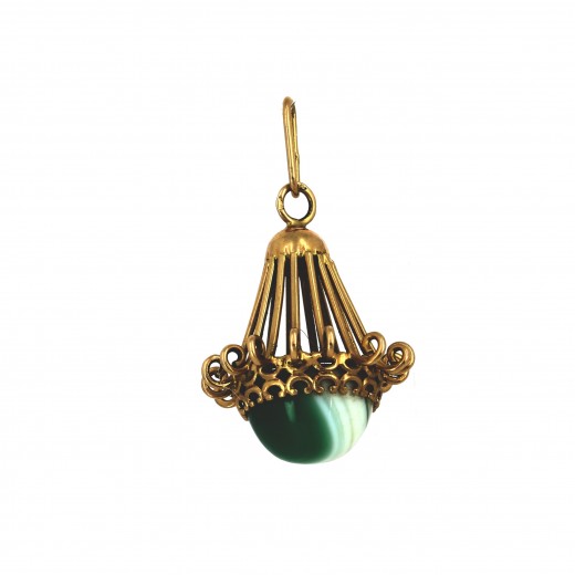 Pendentif or jaune et pierre verte