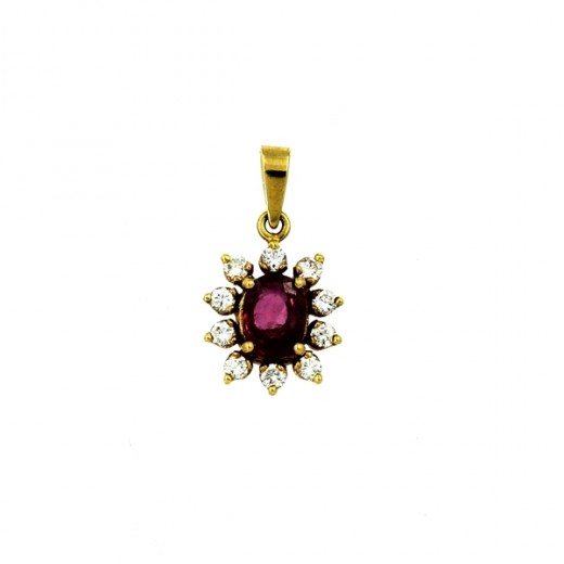 Pendentif rubis et diamants en or jaune