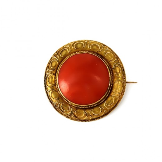 Broche corail en or jaune