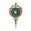 Broche, pendentif turquoise et perles