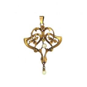 Pendentif volutes perles en or jaune