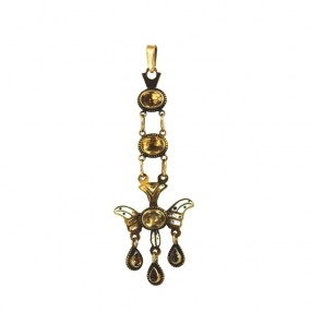 Pendentif email et citrine en or jaune