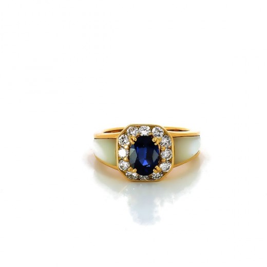 Bague Mauboussin en or jaune saphir et nacre