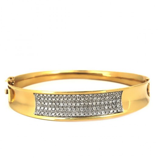 Bracelet rigide or et diamants