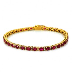 Bracelet ligne rubis et diamants