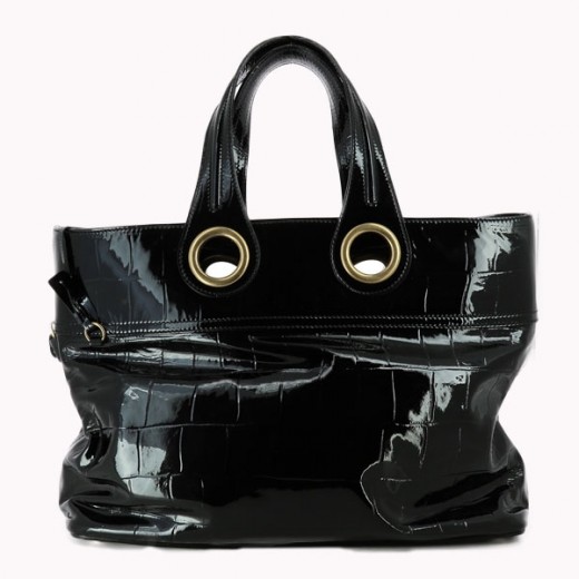 Sac Yves Saint Laurent en cuir vernis noir