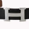 Ceinture Hermès H en cuir noir/ gold