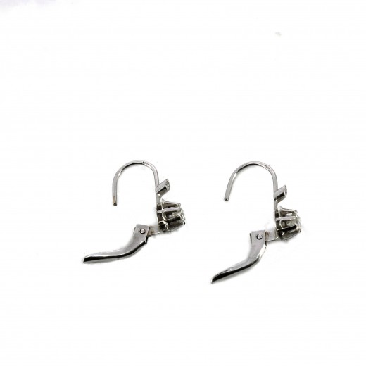 Boucles D'oreilles Dormeuses Rondes En Argent émaillé Noir & Blanc Avec Trou Central - Neuf Sans étui
