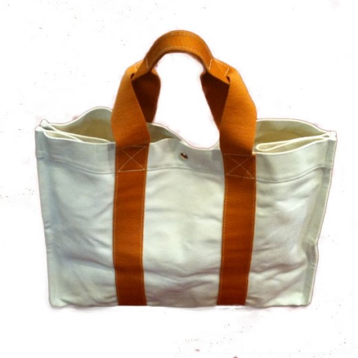 Sac Hermès Toto GM en toile écrue et orange