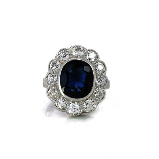 Bague saphir diamantsen or blanc 18k