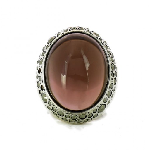 Bague Pomellato 67 en argent et agate teintée prune