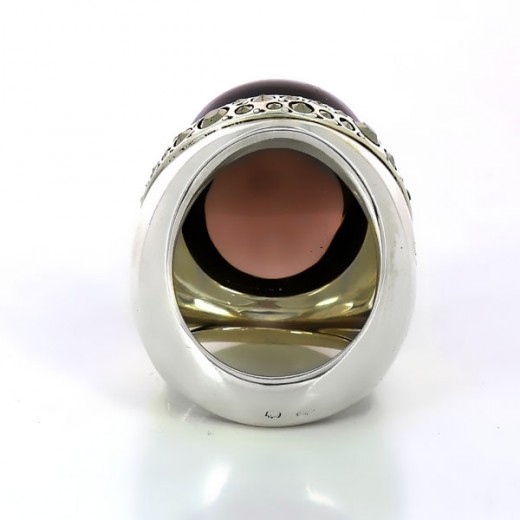 Bague Pomellato 67 en argent et agate teintée prune