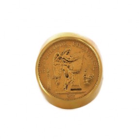 Chevalière Pièce de 20 francs génie en or jaune