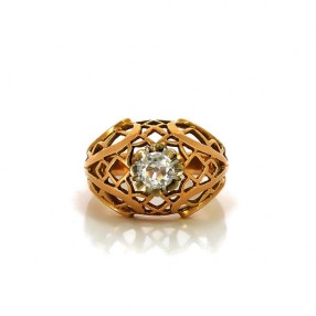 Bague diamant en or jaune ajouré 18k