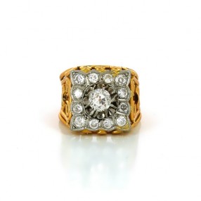 Bague diamants en or jaune 18k