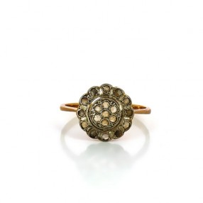 Bague rose de diamants en or jaune 18k