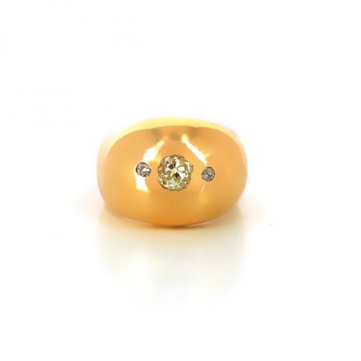 Bague avec diamant en or jaune 18k