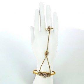 Ensemble bague bracelet diamants en or jaune 18k