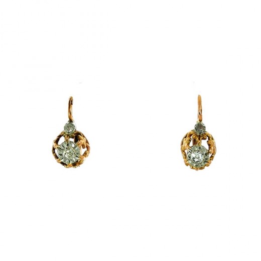 Dormeuses diamants en or jaune 18k