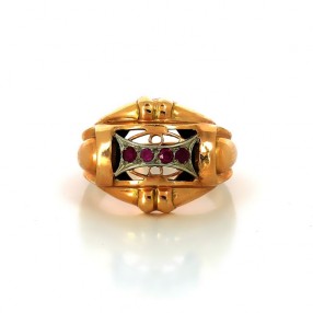 Bague rubis en or jaune 18k