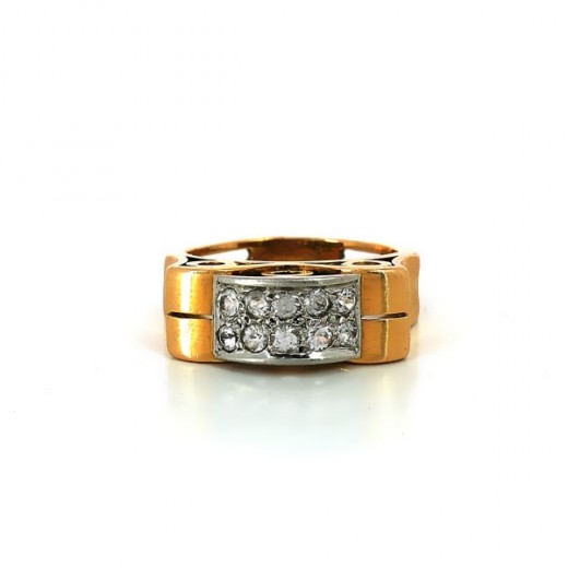 Bague pavage diamants or jaune 18k